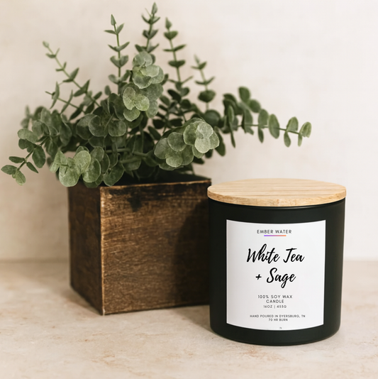 White Tea & Sage 16 oz 100% Soy Candle