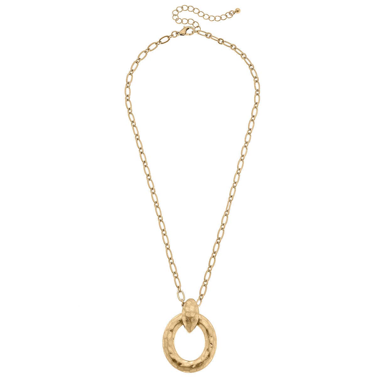 Mae Hammered Pendant Necklace in Worn Gold