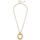 Mae Hammered Pendant Necklace in Worn Gold